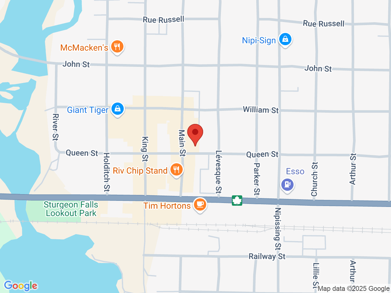 Street map for King Of Queens Cannabis Co, 218 Main St, Sturgeon Falls ON