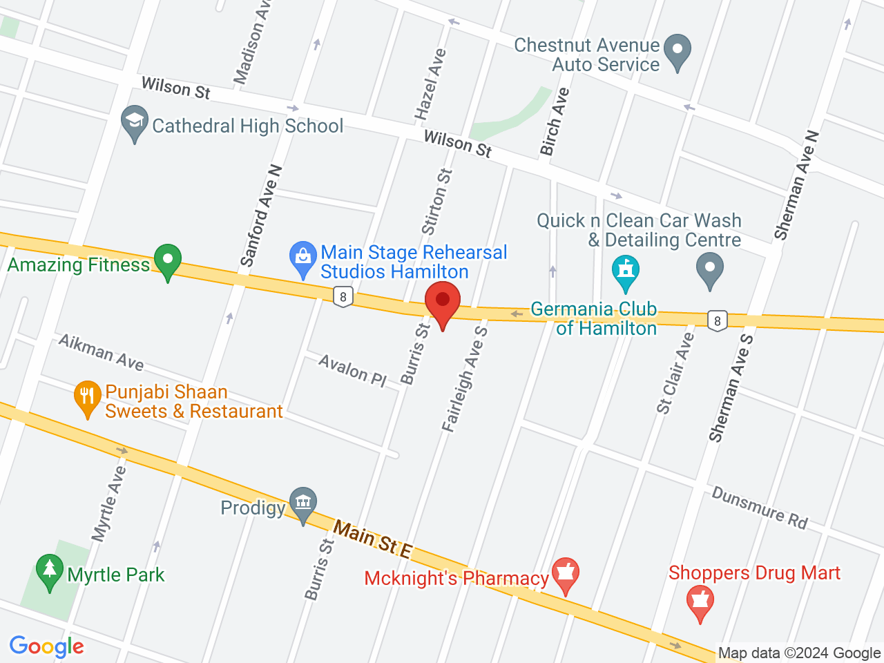 Street map for King's Cannabis, 804 King St E, Hamilton ON