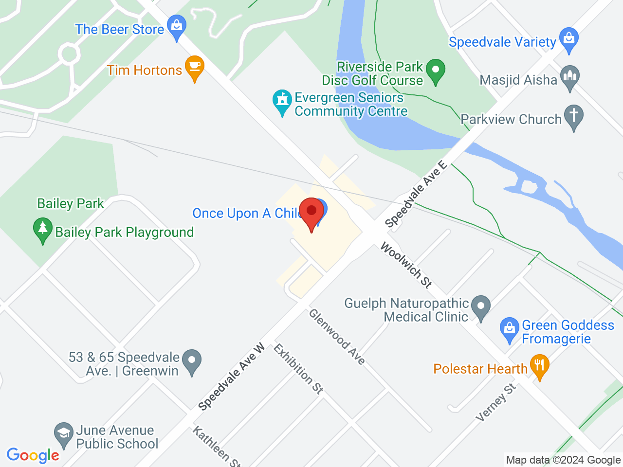Street map for Kraft Cannabis Company, 666 Woolwich St, Guelph ON