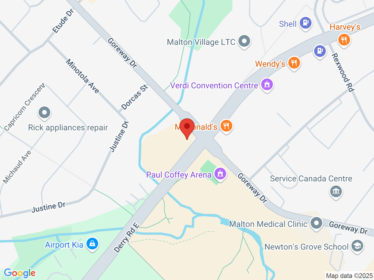 Street map for One Tree Cannabis, 3437 Derry Rd E, Mississauga ON