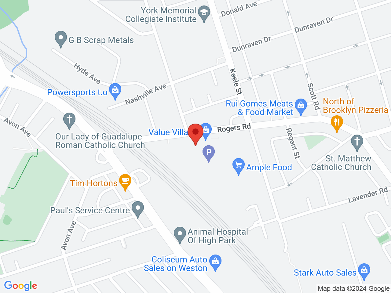 Street map for Matchbox Cannabis, 605 Rogers Rd, Toronto ON