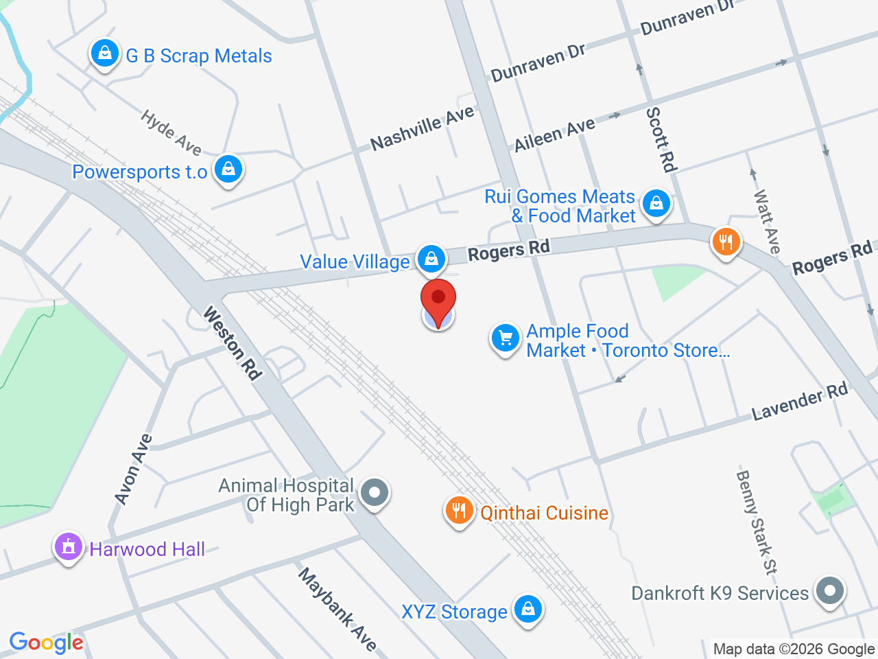 Street map for Matchbox Cannabis, 605 Rogers Rd, Toronto ON
