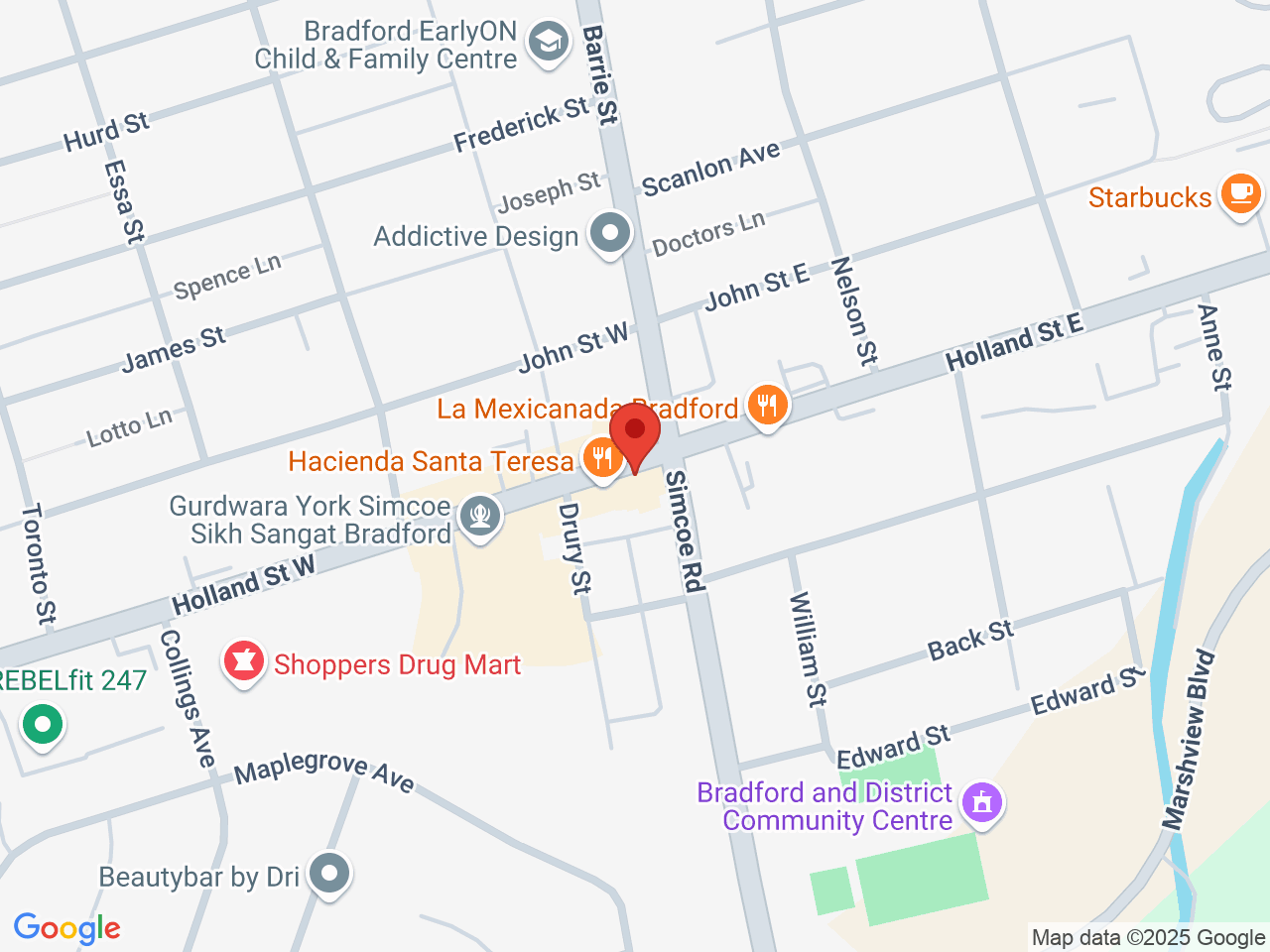 Street map for Olympus Cannabis, 12 Holland St W, Bradford ON