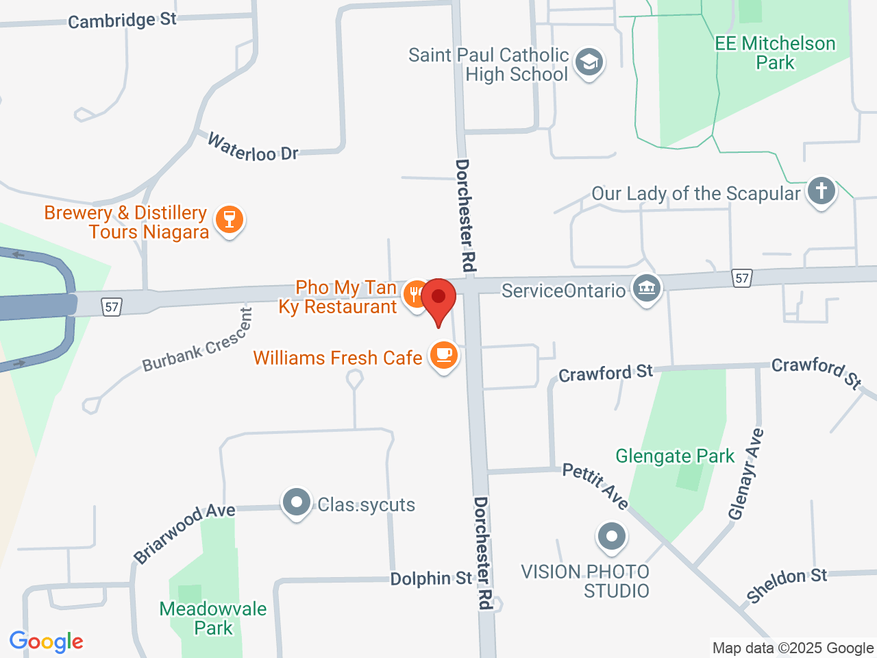 Street map for Paradise Cannabis, 4025 Dorchester Rd Unit A3, Niagara Falls ON