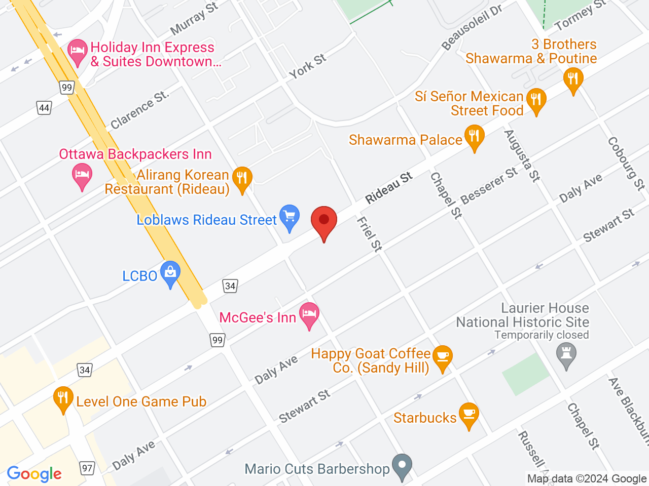 Street map for Purple Meadow Cannabis, 366 Rideau St, Ottawa ON