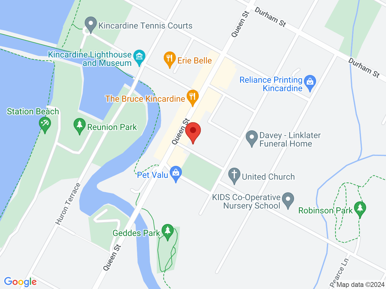Street map for Sessions Cannabis, 728 Queen St, Kincardine ON