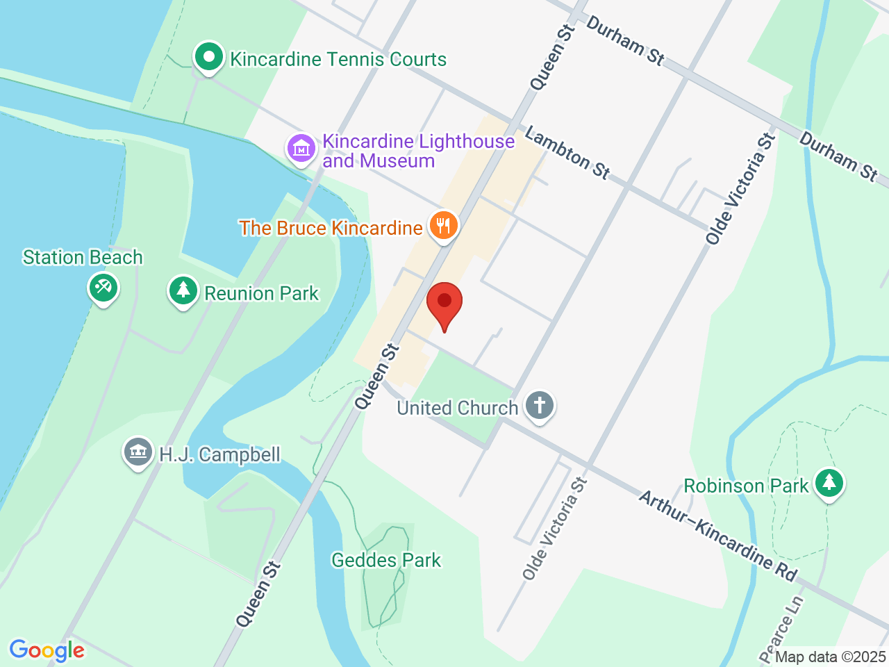 Street map for Sessions Cannabis, 728 Queen St, Kincardine ON