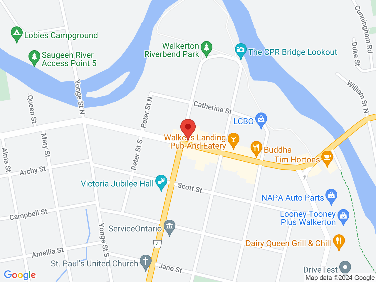 Street map for Sessions Cannabis, 206 Durham St E Unit 105, Walkerton ON