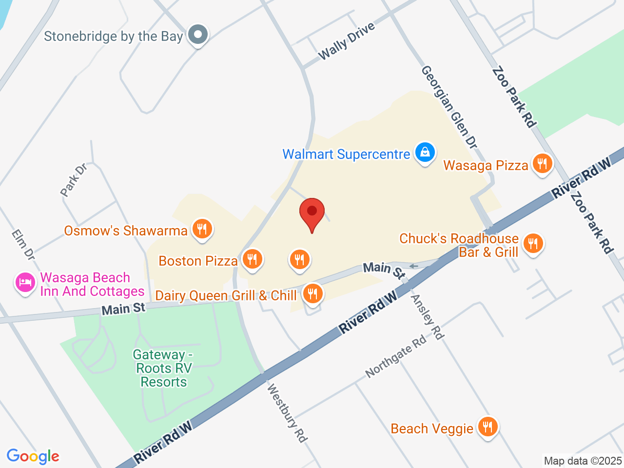 Street map for Sessions Cannabis, 3 Market Lane Unit 1, Wasaga Beach ON