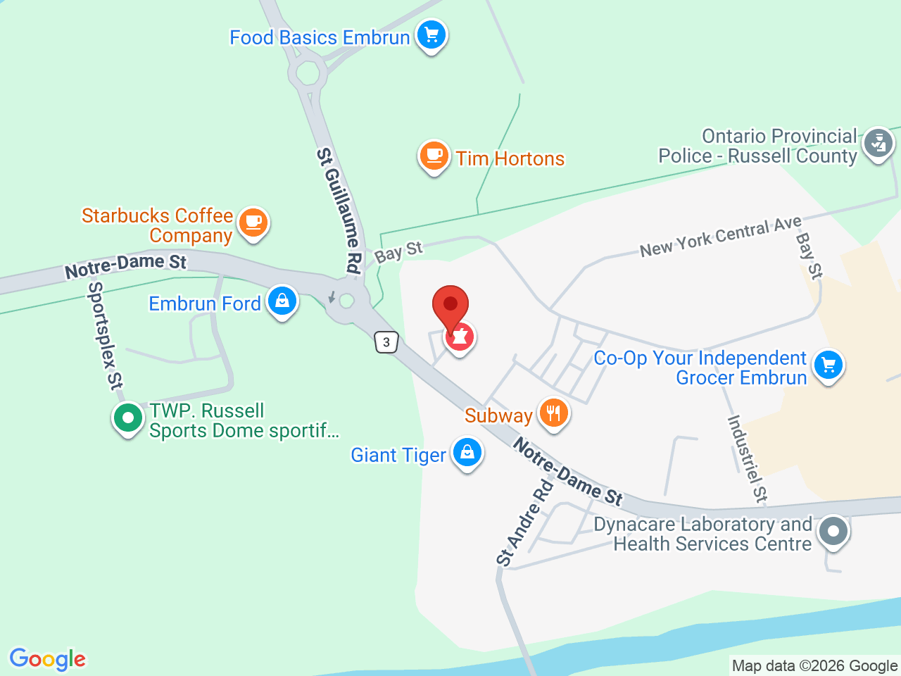 Street map for ShinyBud Cannabis Co., 649 Notre Dame St Unit 108, Embrun ON