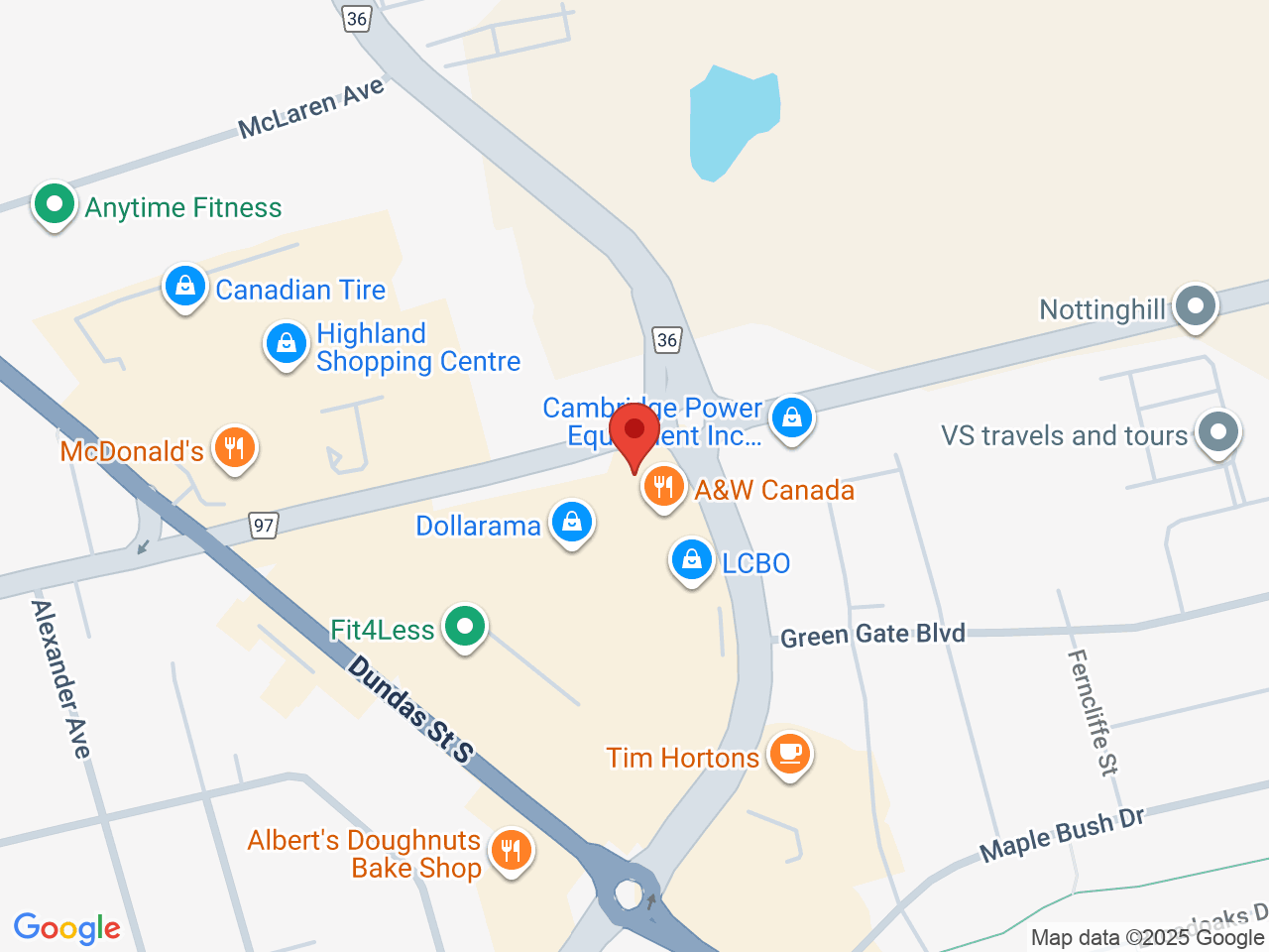 Street map for Social Cannabliss Inc, 507 Main St, Cambridge ON