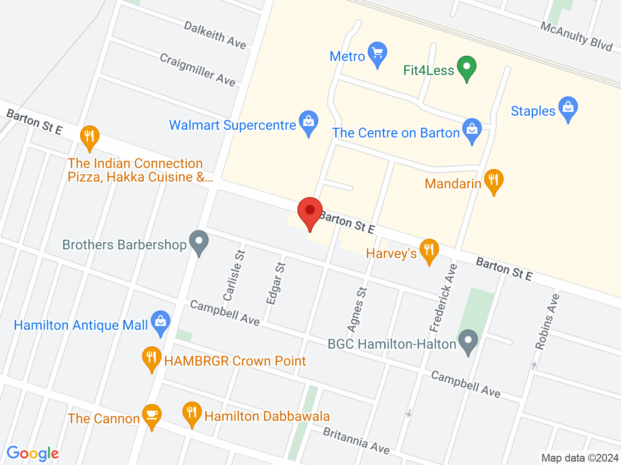 Street map for Tyme Cannabis Co., 1142 Barton St E, Hamilton ON