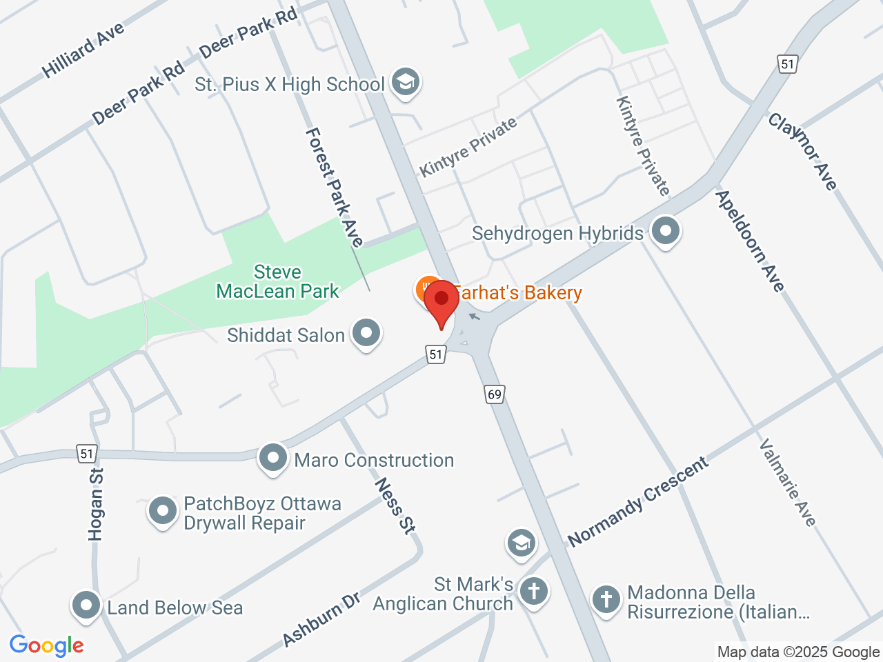 Street map for The Herbary, 1121 Meadowlands Dr E, Nepean ON