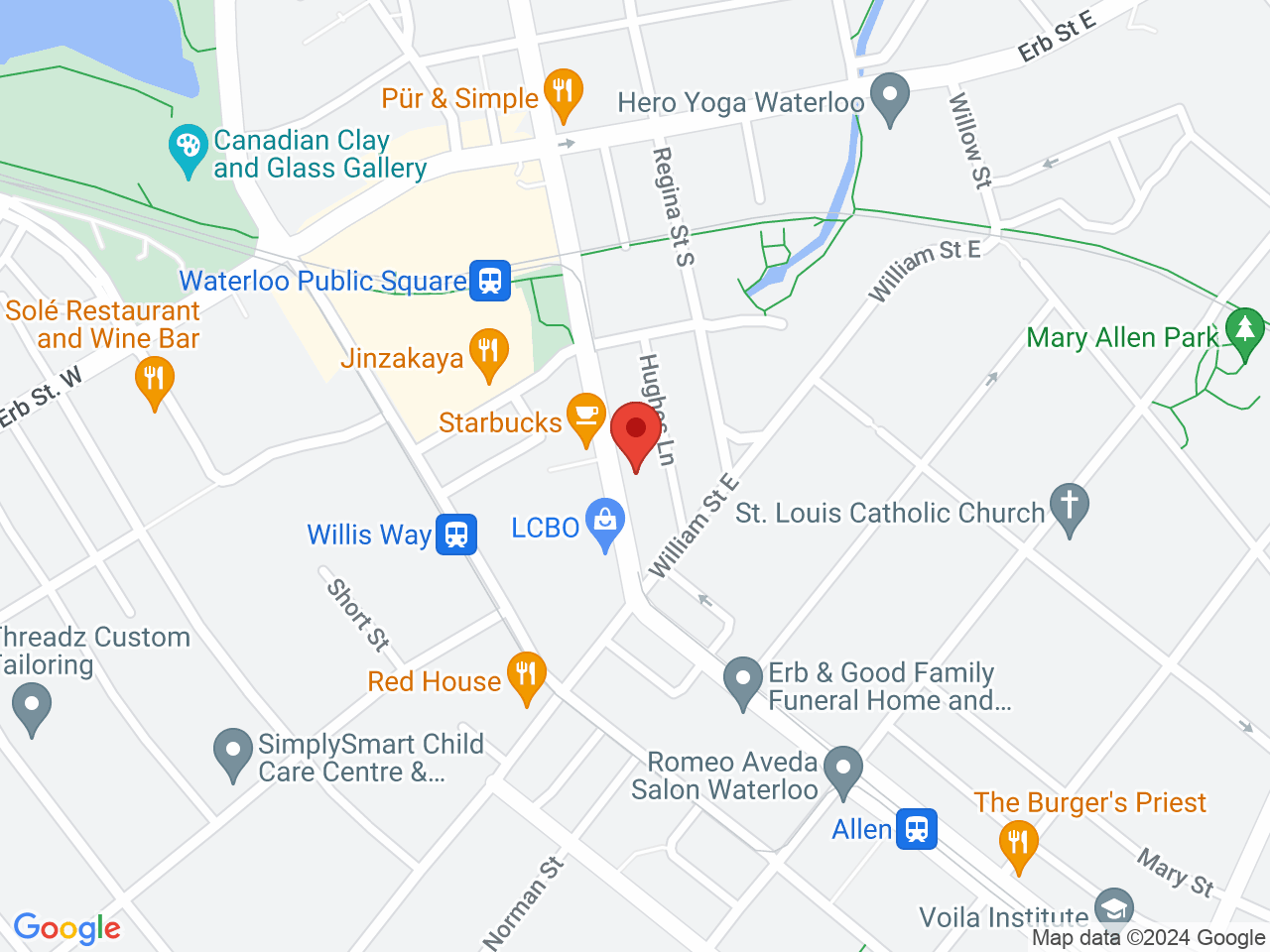 Street map for Hunny Pot Cannabis, 114 King St S, Waterloo ON