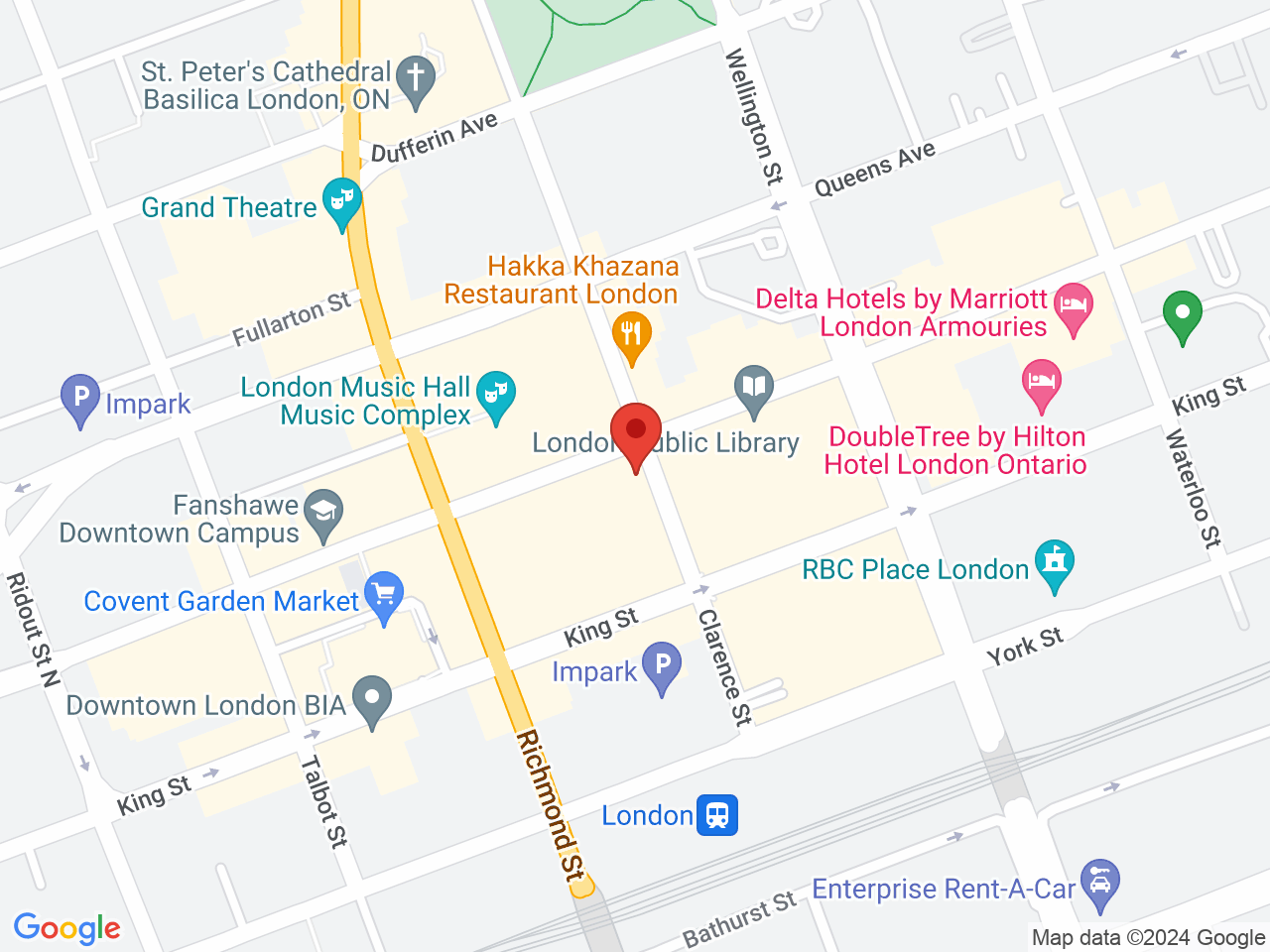 Street map for Stash & Co., 215 Dundas St, London ON