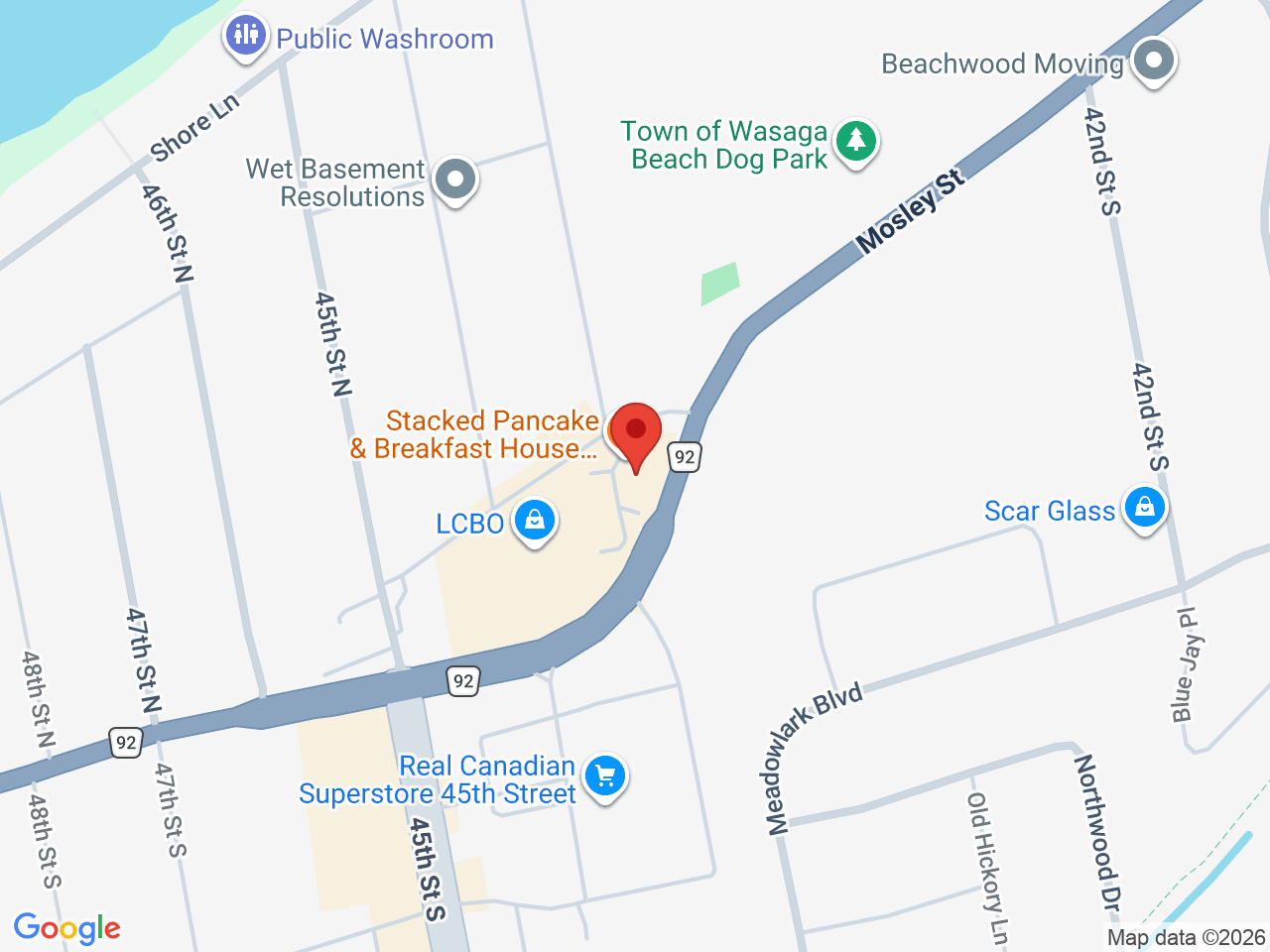 Street map for One Plant, 1890 Mosley St, Wasaga Beach ON