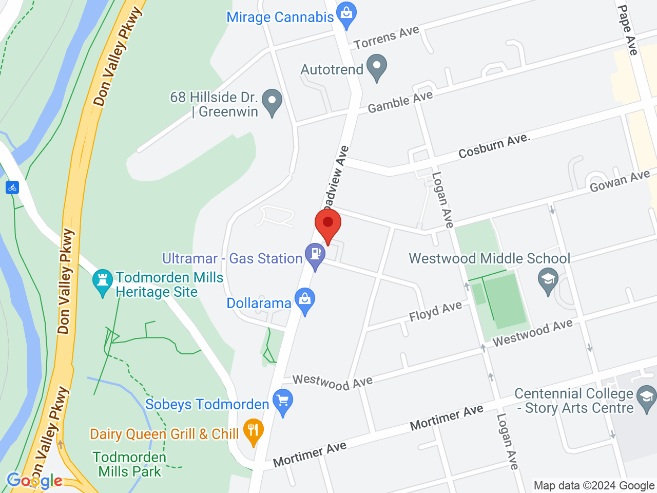 Street map for Weedjar, 1127B Broadview Ave, Toronto ON