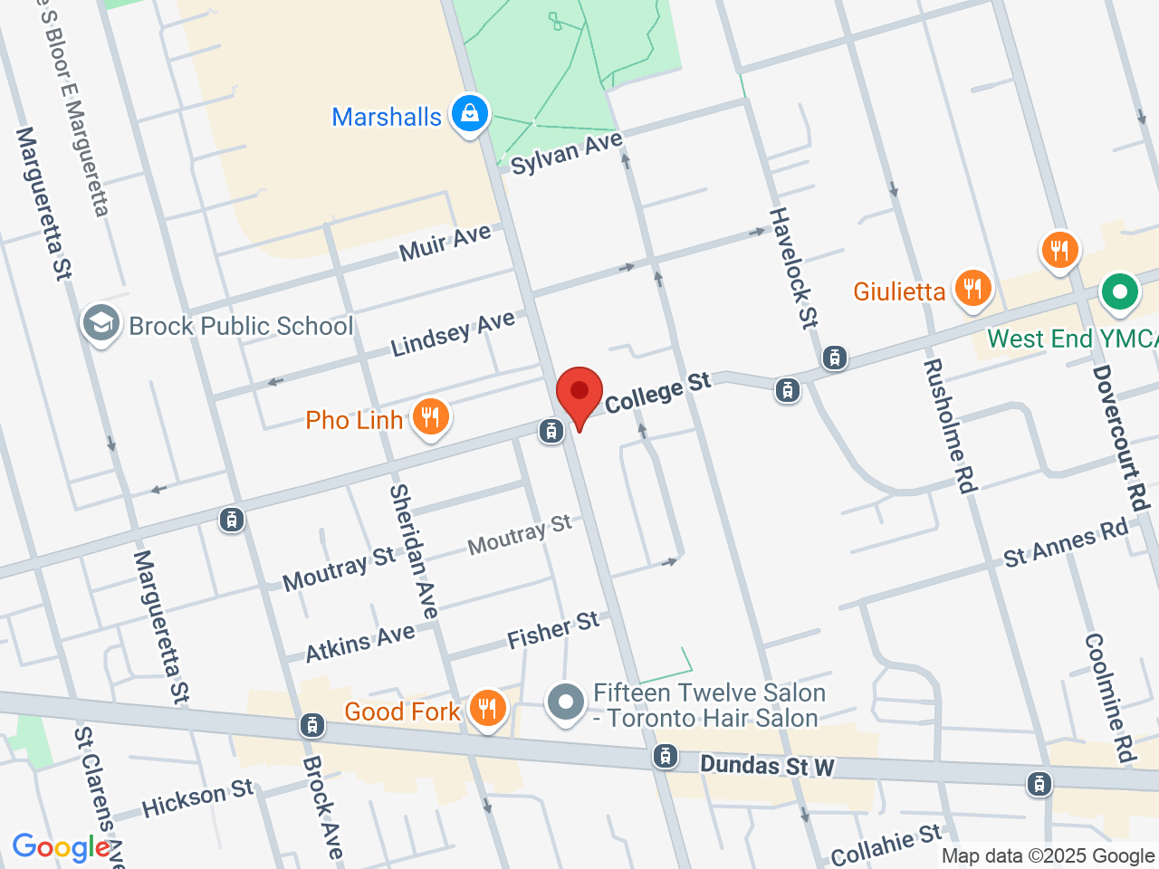 Street map for Yerba Buena Cannabis, 1111 College St, Toronto ON