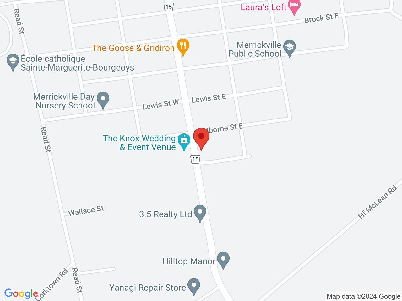 Street map for Zephyr Cannabis, 629 St Lawrence St, Merrickville-Wolford ON