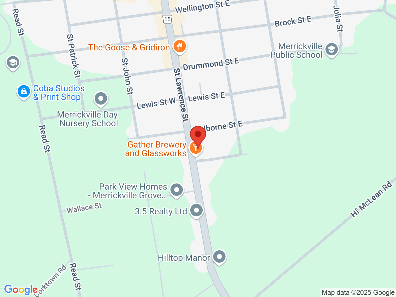 Street map for Olympia Cannabis, 629 St Lawrence St, Merrickville-Wolford ON