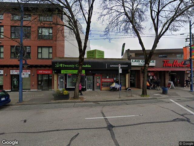 Street view for 4Twenty Cannabis, 3441 Kingsway, Vancouver BC