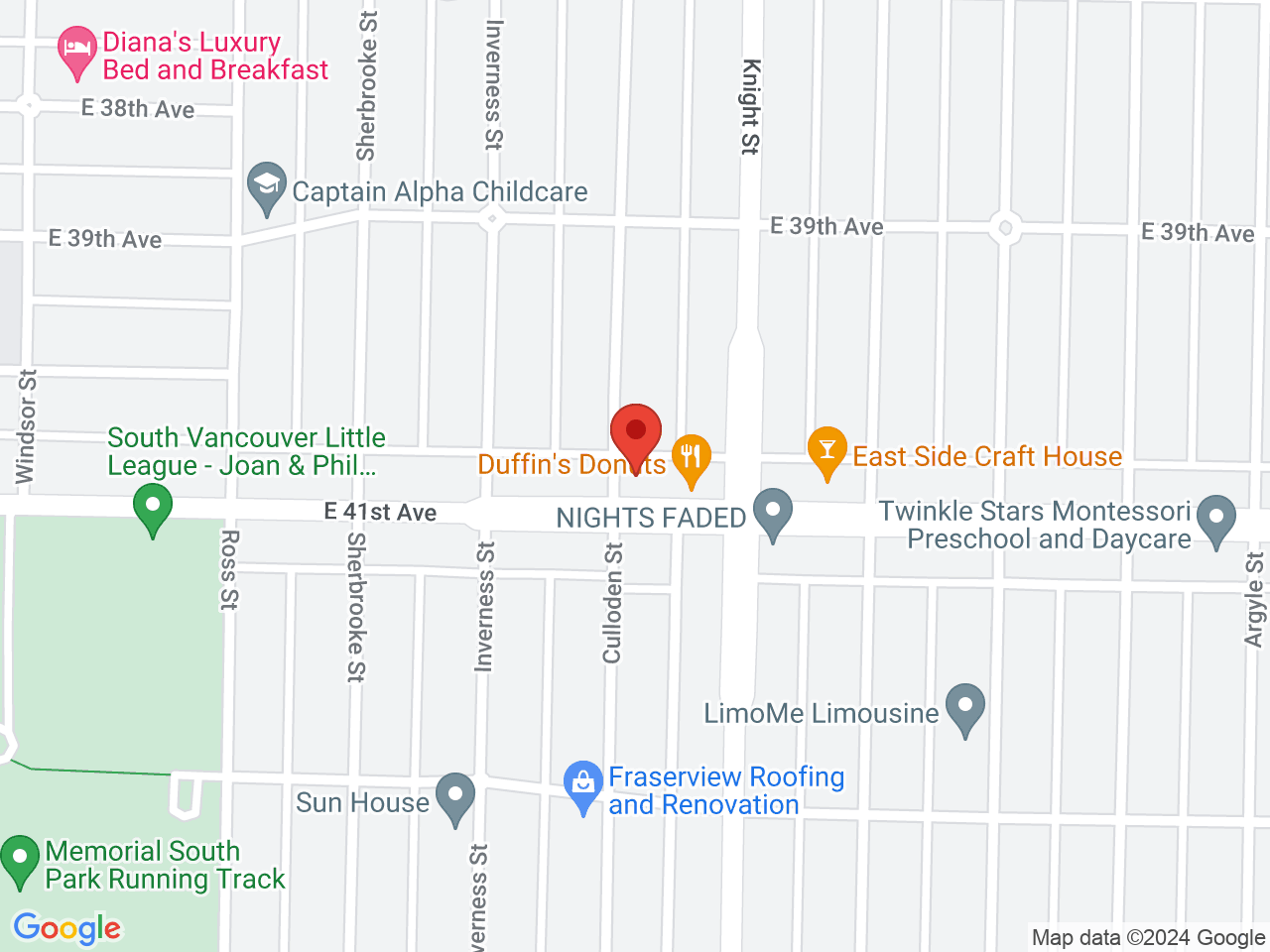 Street map for ARCannabis Store, 1353 East 41st Ave, Vancouver BC