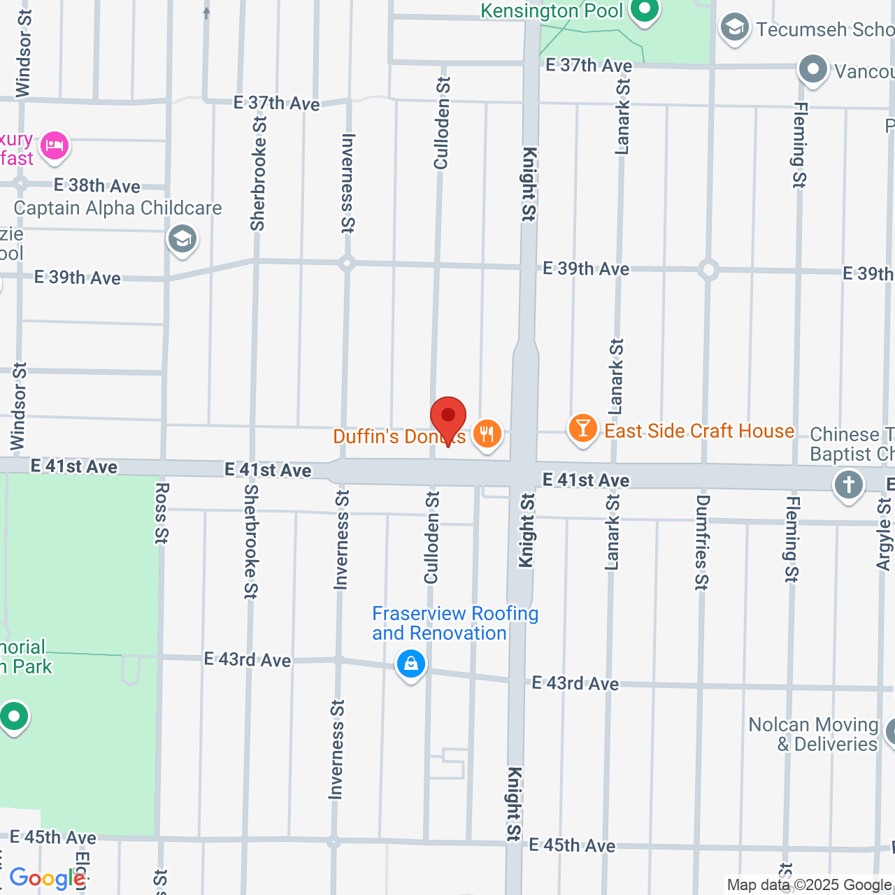 Street map for ARCannabis Store, 1353 East 41st Ave, Vancouver BC