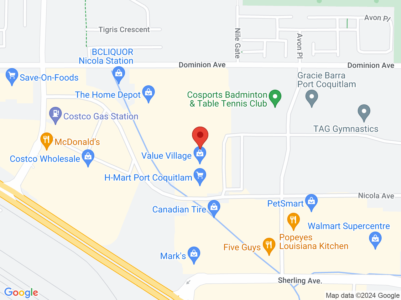 Street map for BC Cannabis Store, 985 Nicola Ave Unit 109, Port Coquitlam BC