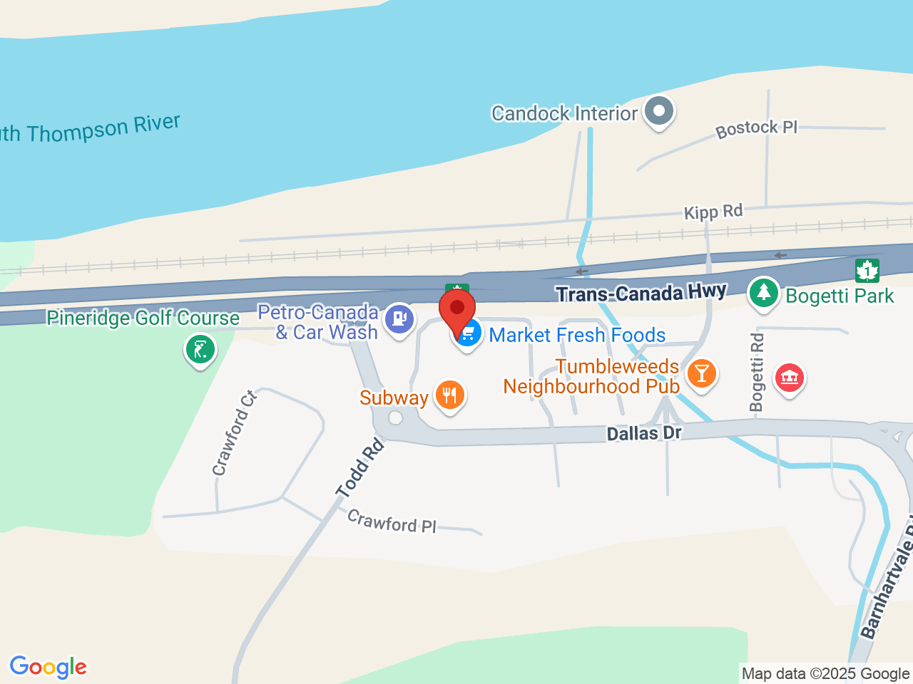 Street map for Bean Cannabis Shop, 5170 Dallas Dr, Kamloops BC