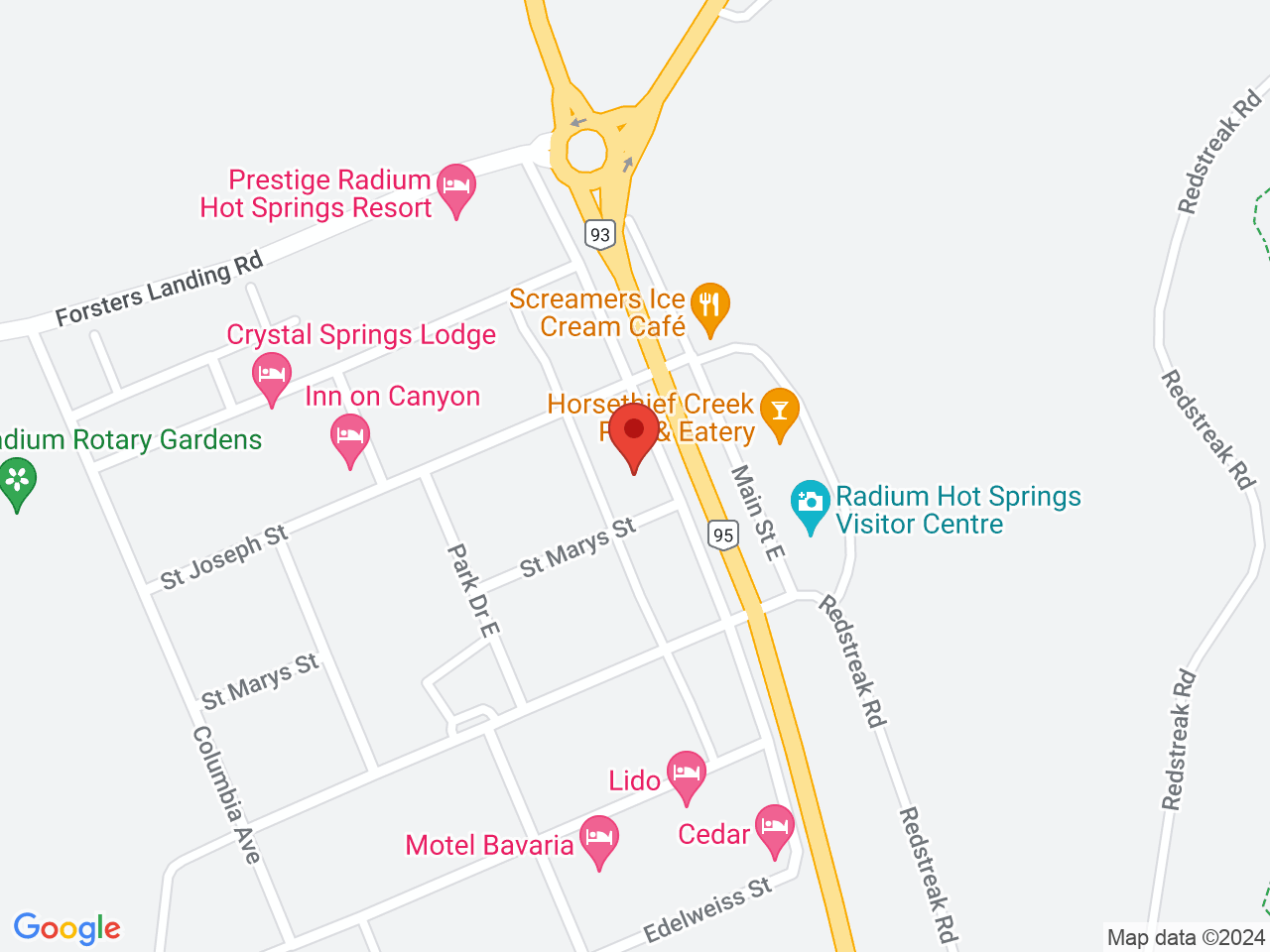 Street map for Blooming World Cannabis, 7535 Main St W, Radium Hot Springs BC