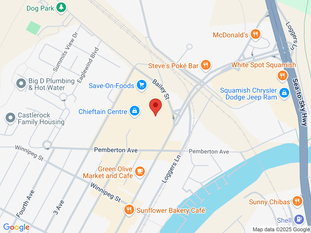 Street map for Squamish Cannabis, 38243 Cleveland Ave, Squamish BC