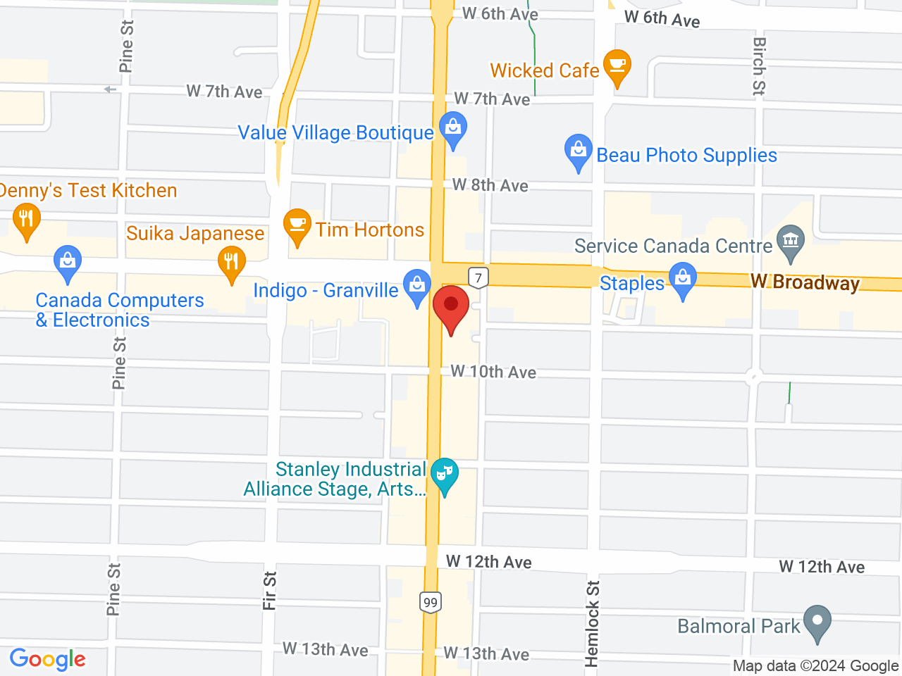 Street map for Fire & Flower Cannabis Co., 2570 Granville St, Vancouver BC