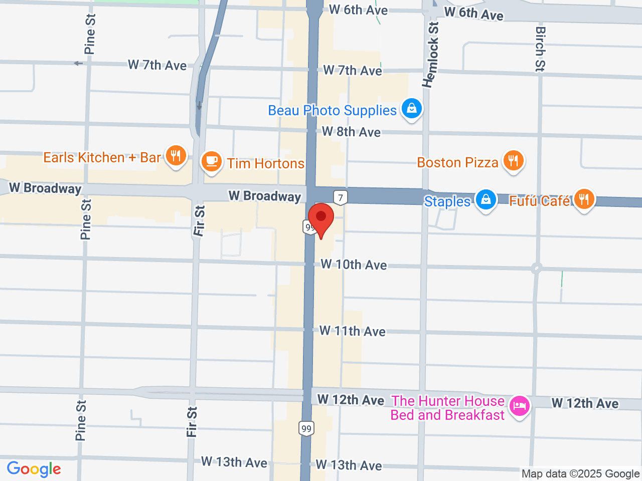 Street map for Fire & Flower Cannabis Co., 2570 Granville St, Vancouver BC