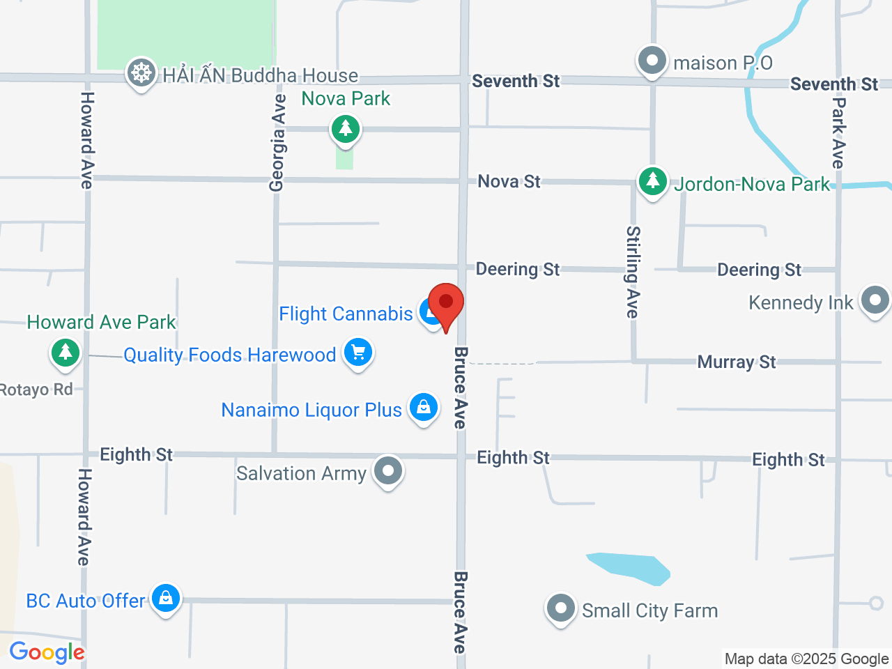 Street map for Flight Cannabis, 847 Bruce Ave, Nanaimo BC