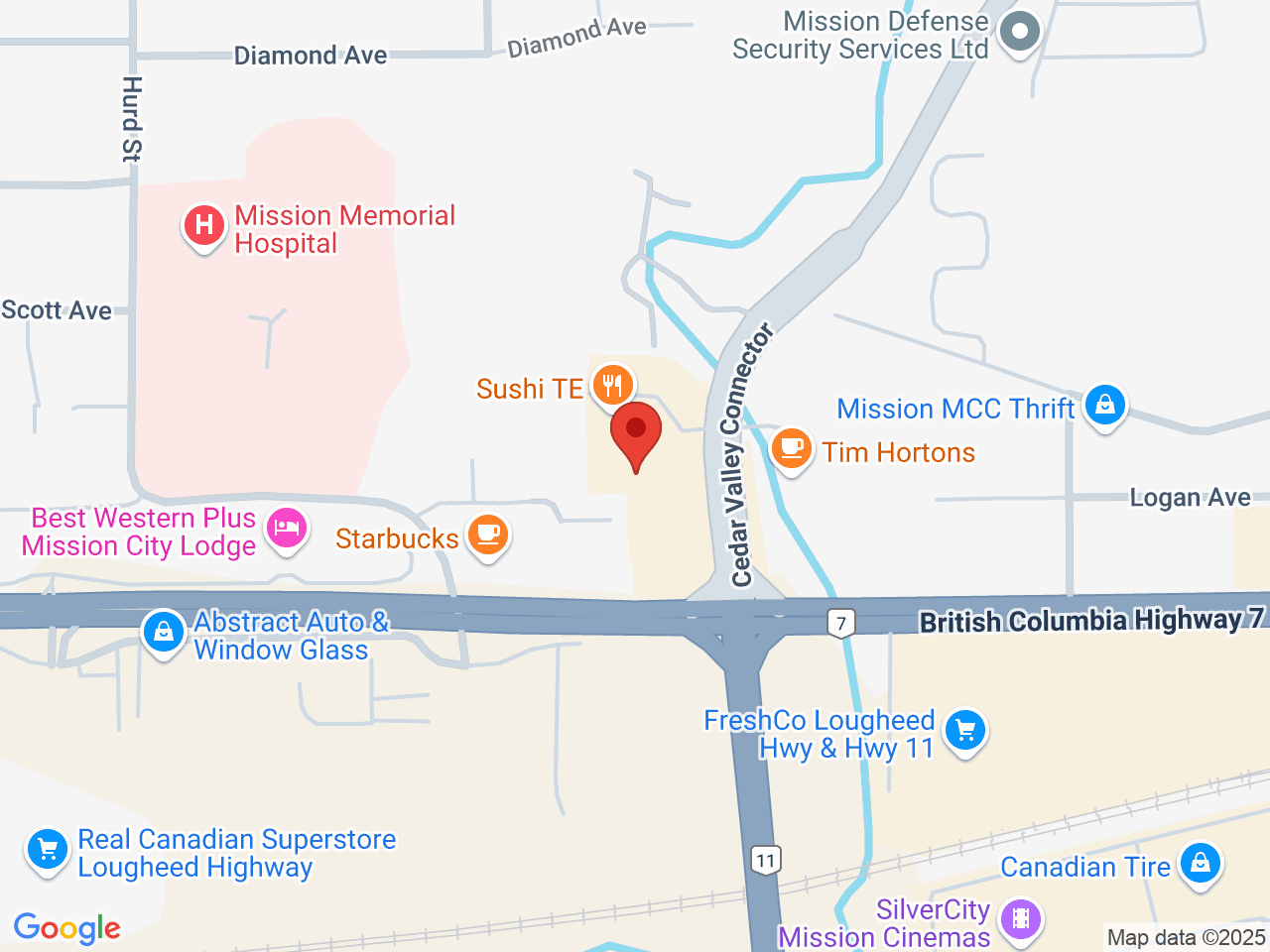 Street map for Mission Cannabis, 32423 Lougheed Hwy #111, Mission BC