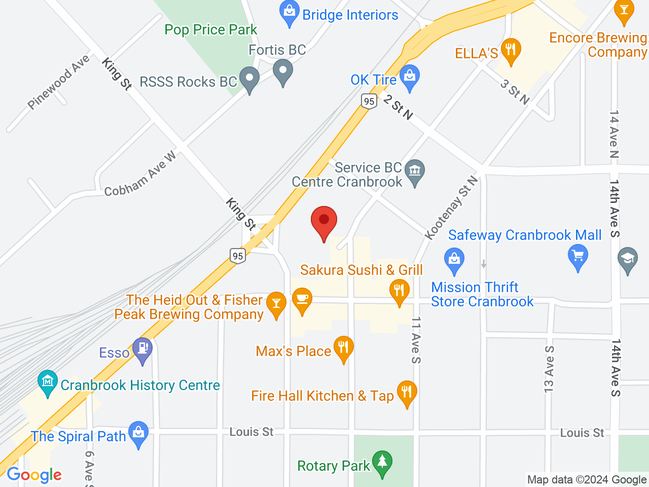 Street map for Mountain Cannabis Co., 21 Cranbrook St N, Cranbrook BC