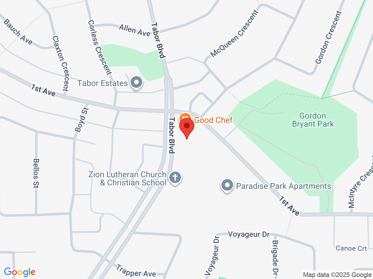 Street map for Prince George Cannabis Tabor Plaza, 100 Tabor Blvd S, Prince George BC