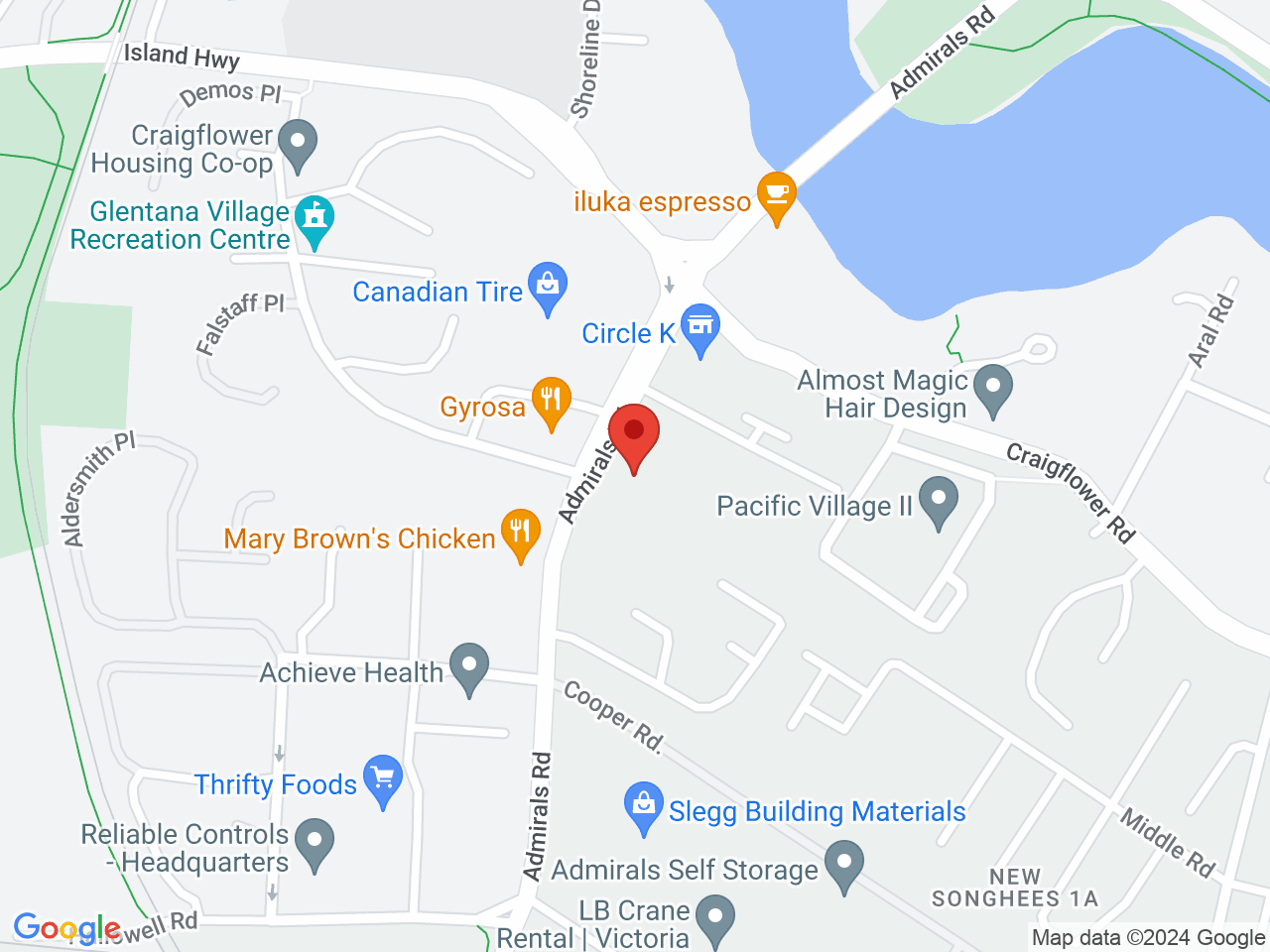 Street map for Songhees Cannabis Store, 1502 Admirals Rd, Victoria BC