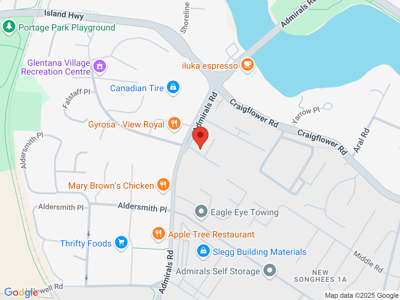 Street map for Songhees Cannabis Store, 1502 Admirals Rd, Victoria BC