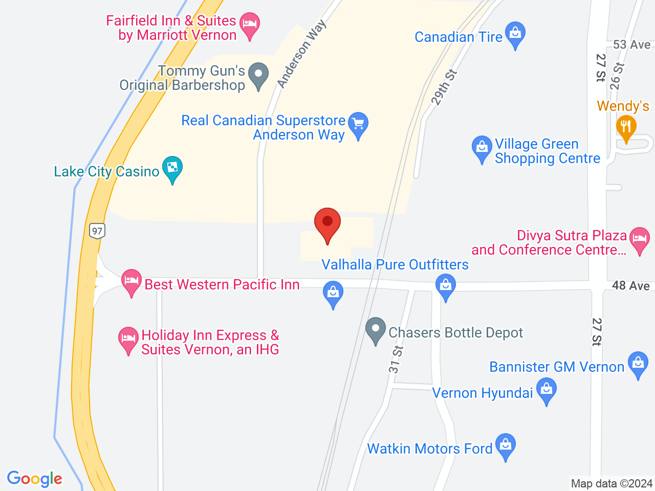 Street map for Vernon Cannabis Store, 3107 48 Ave, Vernon BC