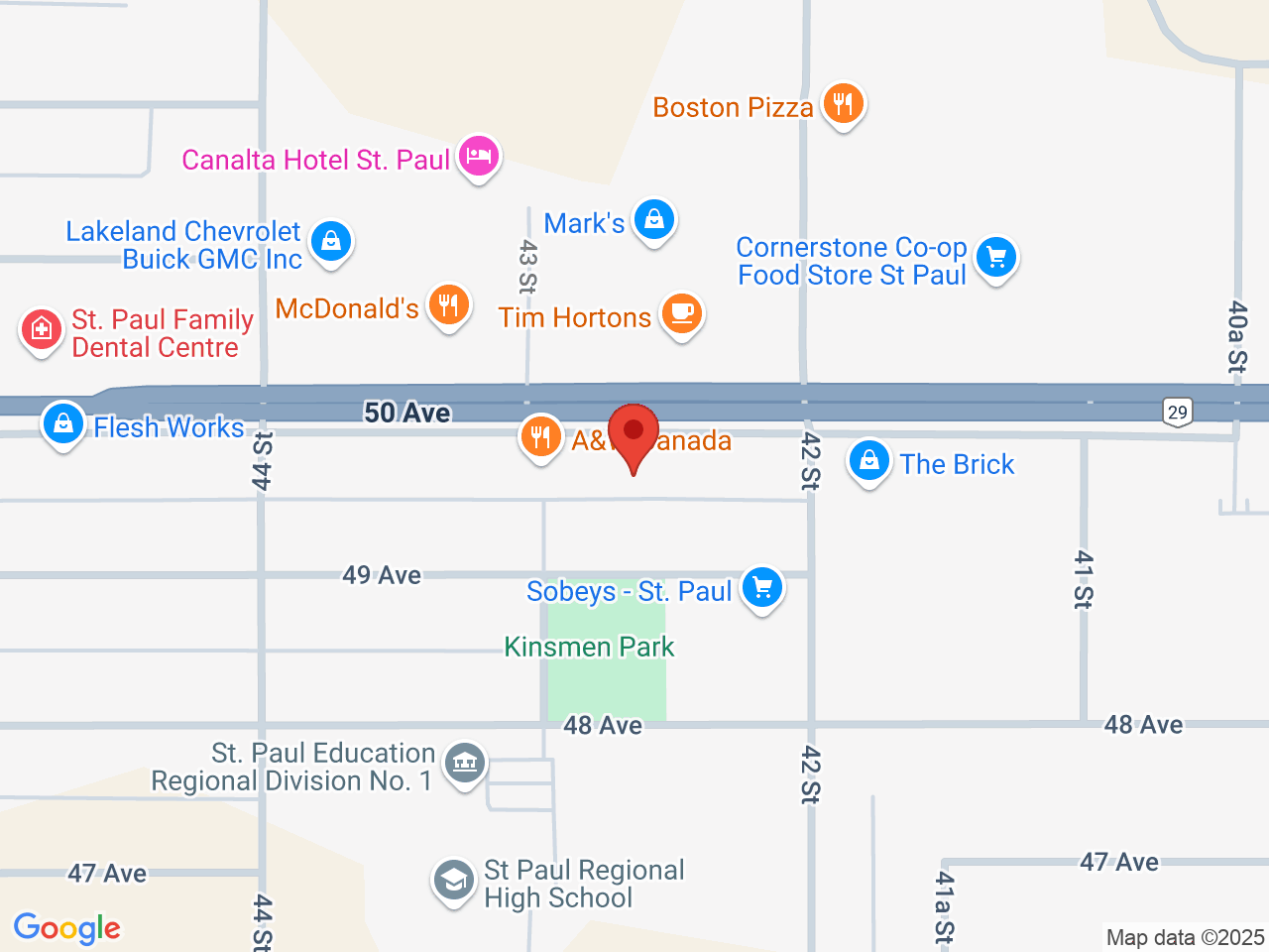 Street map for Canna Cabana, 4225 50 Ave, St Paul AB