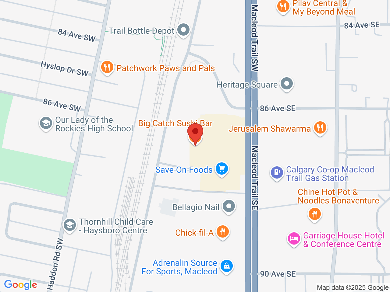 Street map for Canna Cabana Haysboro, 115-8835 MacLeod Trail SW, Calgary AB