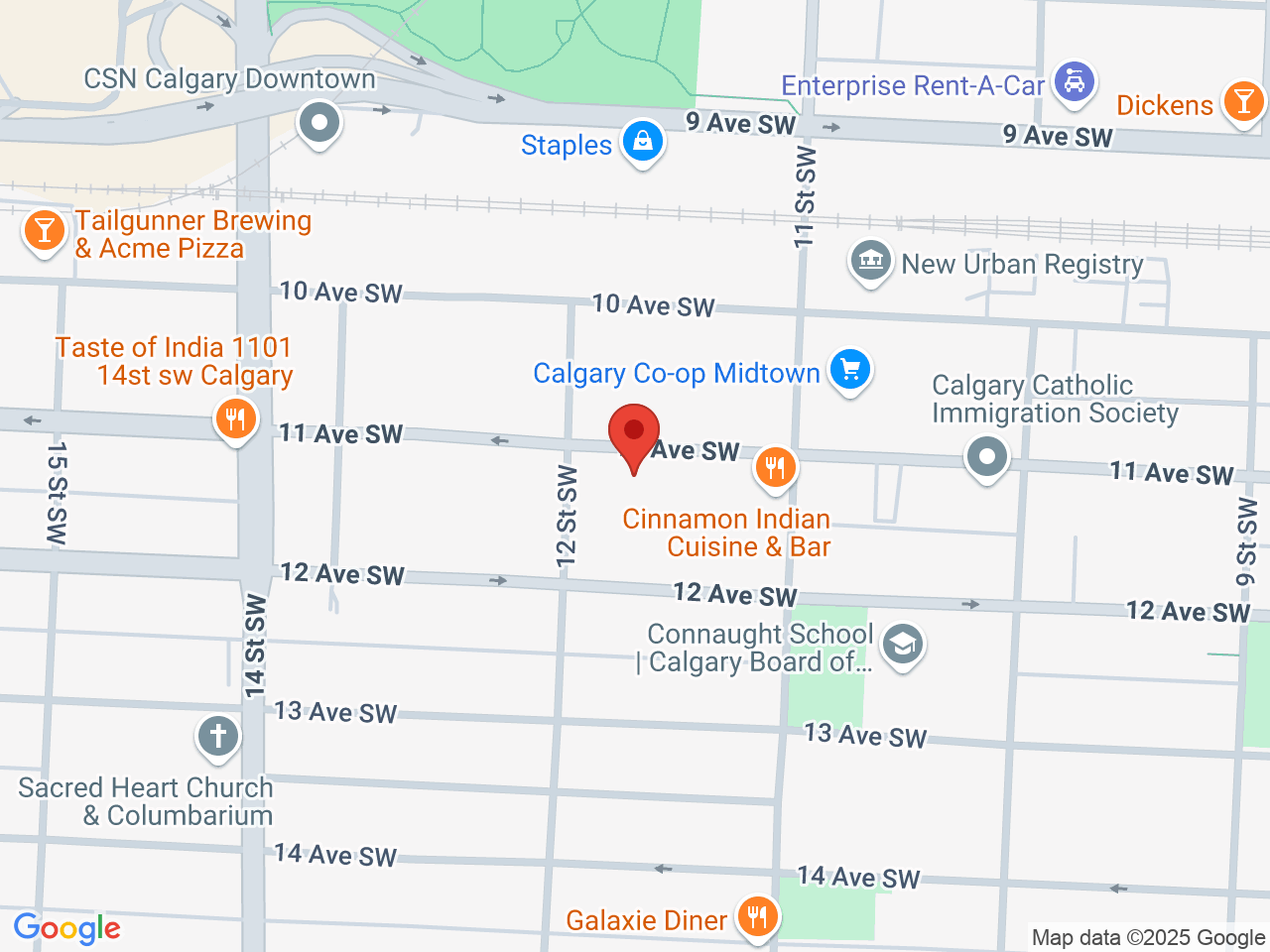 Street map for Canna Cabana Beltline, 1235 11 Ave SW #1245, Calgary AB