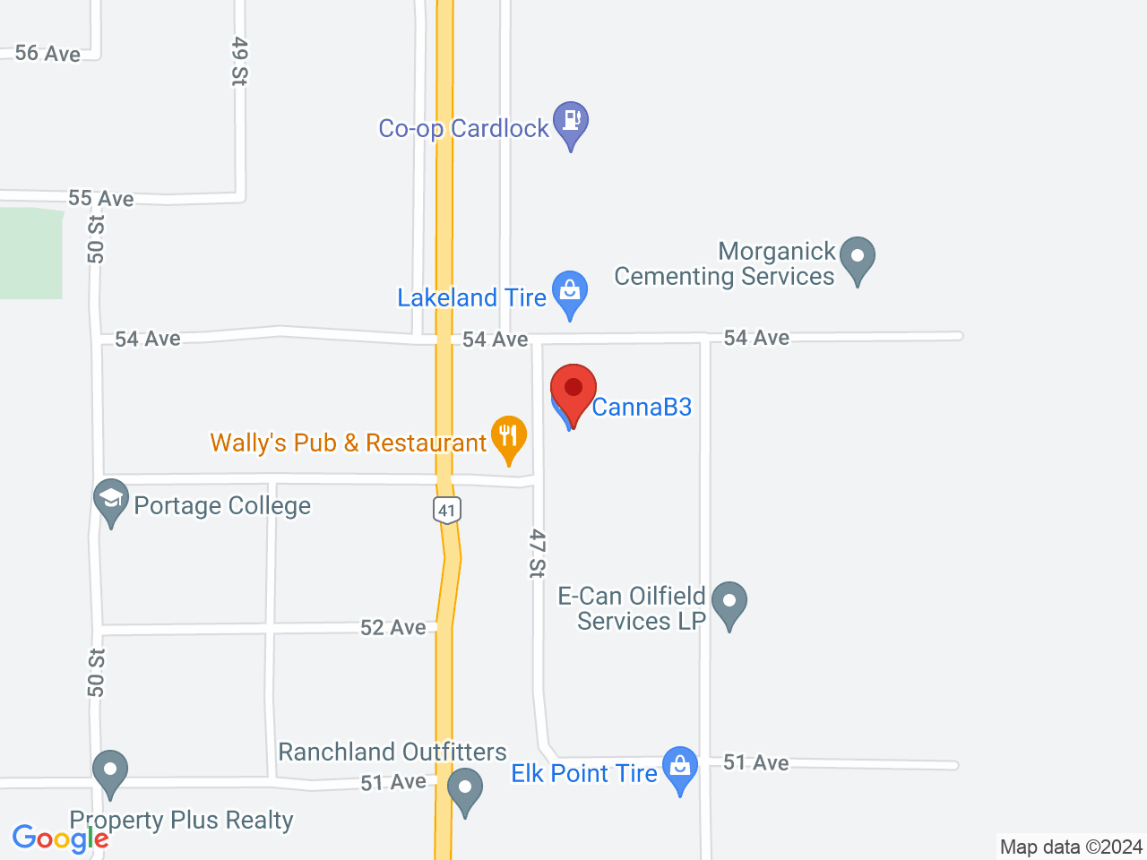 Street map for CannaB3, 5305 47 St, Elk Point AB
