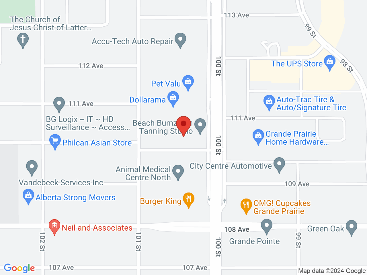 Street map for Cannabis 4 Less, 10016 110 Ave Unit #101, Grande Prairie AB