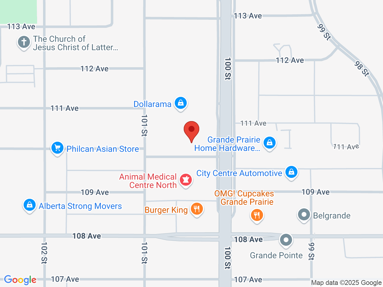 Street map for Cannabis 4 Less, 10016 110 Ave Unit #101, Grande Prairie AB