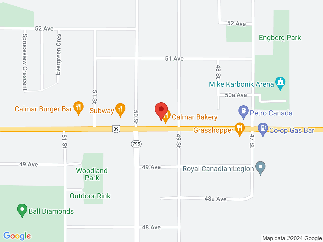 Street map for Country Cannabis Store, 4910 50 Ave, Calmar AB