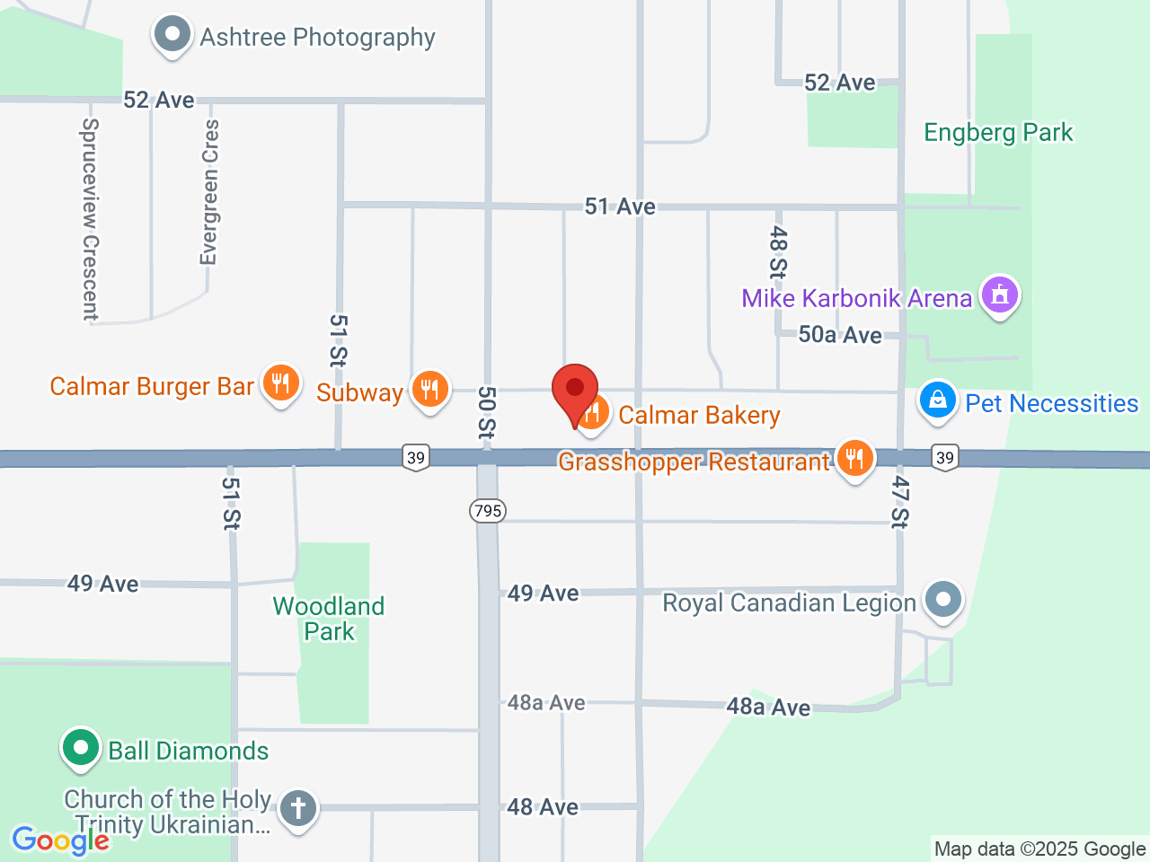 Street map for Country Cannabis Store, 4910 50 Ave, Calmar AB