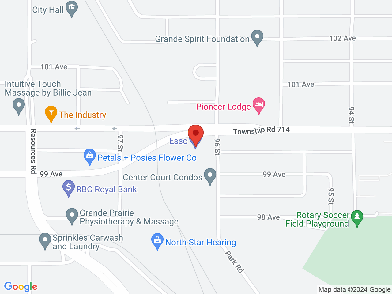 Street map for Fire & Flower Cannabis Co., 9910 96 St, Grande Prairie AB