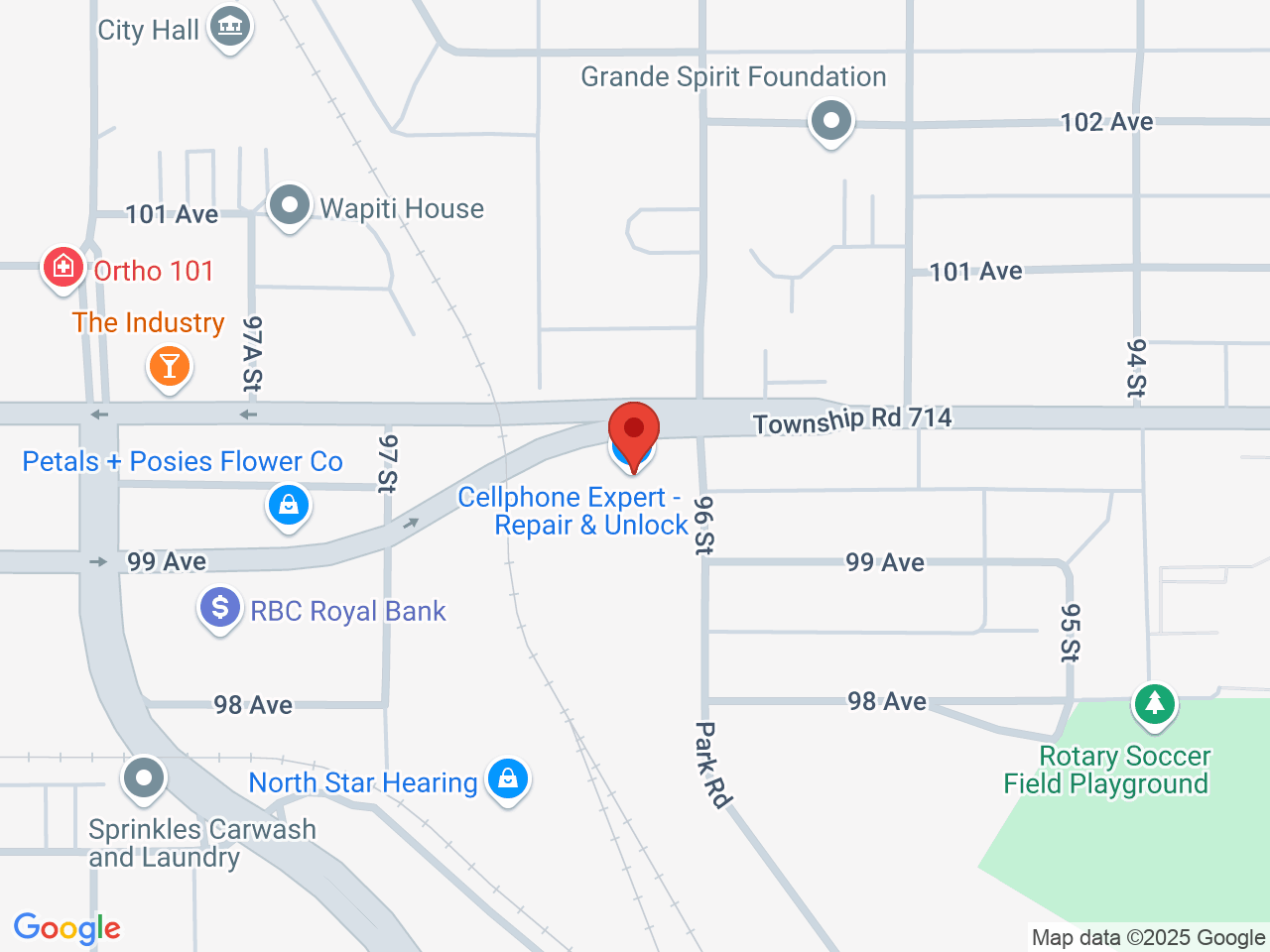 Street map for Fire & Flower Cannabis Co., 9910 96 St, Grande Prairie AB